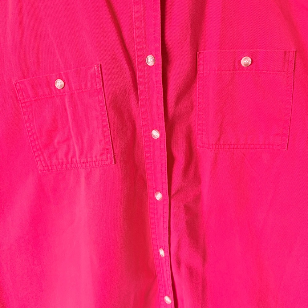 Vintage 90s Bill Blass Jeans Red Denim Sleeveless Button Down Shirt Vest XL - Picture 3 of 8
